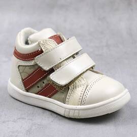 Ghete sport pentru copii , captusite , din piele naturala 3237-CREM/CREM, Marime (12): 20 - - Roveli