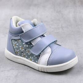 Ghete sport pentru copii , captusite , din piele naturala 3237-BLEU/MULTICOLOR, Culoare (12): Alb, Bleu, Marime (12): 20 - - Roveli