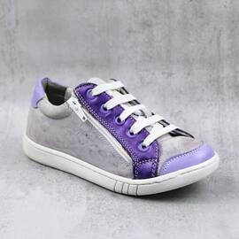 Pantofi sport , pentru copii , din piele naturala , cu fermoar lateral 1864-MOV/BOX, Culoare (12): Mov, Marime (12): 32 - - Roveli