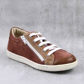 Pantofi sport , pentru copii , din piele naturala , cu fermoar lateral 1864-MARO/CAFFE, Culoare (12): Maro, Marime (12): 31 - - Roveli