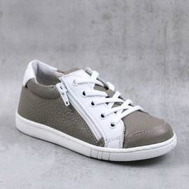 Pantofi sport , pentru copii , din piele naturala , cu fermoar lateral 1864-GRI/ALB, Culoare (12): Gri, Marime (12): 31 - - Roveli