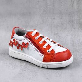 Pantofi sport , pentru copii , din piele naturala , cu fermoar lateral 1864-ROSU/ROSU, Culoare (12): Alb, Rosu, Marime (12): 26 - - Roveli