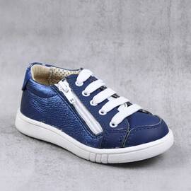 Pantofi sport , pentru copii , din piele naturala , cu fermoar lateral 1864-ALBASTRU/SIDEF, Culoare (12): Albastru, Marime (12): 29 - - Roveli
