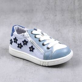 Pantofi sport , pentru copii , din piele naturala , cu fermoar lateral 1864-BLEU/BOX, Culoare (12): Bleu, Marime (12): 25 - - Roveli