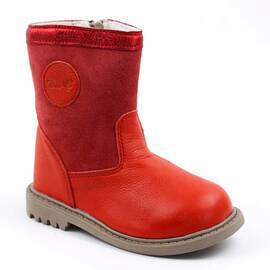 Cizme captusite pentru copii , din piele naturala  3259-ROSU, Culoare (12): Rosu, Marime (12): 25 - - Roveli