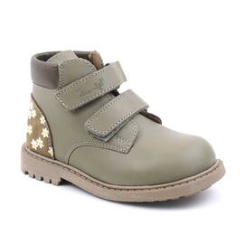 Ghete usoare , pentru copii , din piele naturala , captusite  3262-VERNIL, Culoare (12): Kaki, Marime (12): 25 - - Roveli