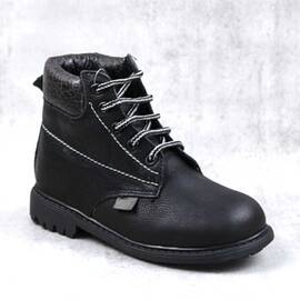 Bocanci imblaniti pentru copii , din piele naturala   2344-NEGRU, Culoare (12): Negru, Marime (12): 30 - - Roveli