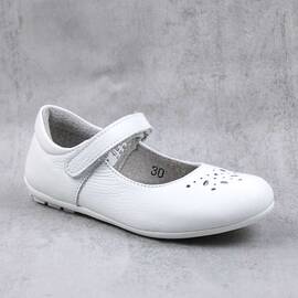 Balerini usori , de copii  , din piele naturala 1862-ALB, Culoare (12): Alb, Marime (12): 34 - - Roveli