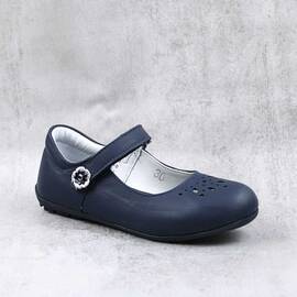 Balerini usori , de copii  , din piele naturala 1862-BLEUMARIN/F, Culoare (12): Bleumarin, Marime (12): 34 - - Roveli