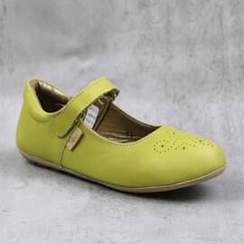 Balerini usori , de copii  , din piele naturala 1862-MUSTAR2, Culoare (12): Verde, Marime (12): 34 - - Roveli
