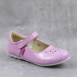 Balerini usori , de copii  , din piele naturala 1862-ROZ1, Culoare (12): Roz, Marime (12): 32 - - Roveli