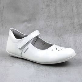 Balerini usori , de copii  , din piele naturala 1862-ALB/LAC, Culoare (12): Alb, Marime (12): 33 - - Roveli