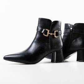 Botine dama cu toc patrat din piele ecologica Negre Sofina, Culoare (12): Negru, Marime (12): 40 - - Roveli