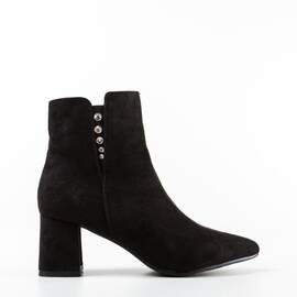 Botine dama cu toc patrat din piele ecologica intoarsa Negre Lumi, Culoare (12): Negru, Marime (12): 40 - - Roveli