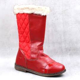 Cizme captusite , pentru copii , din piele naturala  1875-ROSU, Culoare (12): Rosu, Marime (12): 32 - - Roveli