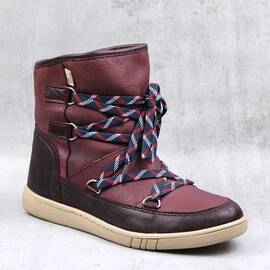 ​Ghete imblanite de dama , din piele naturala , cu sireturi  4043-BORDO, Culoare (12): Bordo, Marime (12): 37 - - Roveli