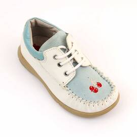 Pantofi usori pentru copii , din piele naturala  3149-ALB/BLEU, Culoare (12): Bleu, Marime (12): 27 - - Roveli