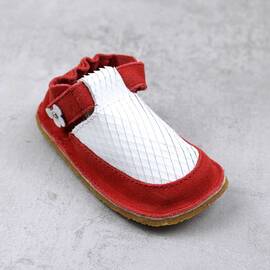 Botosei din piele naturala , pentru bebelusi 3268-ROSU/ALB, Culoare (12): Alb, Rosu, Marime (12): 21 - - Roveli