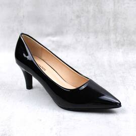 ​Pantofi eleganti de dama, stiletto , din lac, cu toc mic ML-314-BLACK/Z, Culoare (12): Negru, Marime (12): 35 - - Roveli