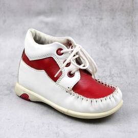 Ghete usoare pentru copii , din piele naturala  2908-ALB/ROSU, Culoare (12): Alb, Rosu, Marime (12): 22 - - Roveli