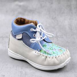 Ghete usoare pentru copii , din piele naturala  2908-ALB/BLEU, Culoare (12): Alb, Bleu, Marime (12): 23 - - Roveli