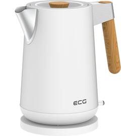 Fierbator electric ECG RK 1768 Strix Timber White, 1.7 litri, 2200 W, pereti dubli, otel inoxidabil si elemente din lemn, alb - - Roveli