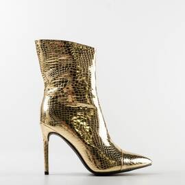 Botine dama cu toc subtire din piele ecologica lacuita Aurii Ziyana, Culoare (12): Auriu, Marime (12): 40 - - Roveli