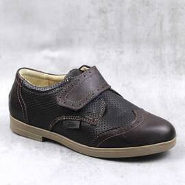 Pantofi stil Oxford , pentru copii , din piele naturala 3228-MARO, Culoare (12): Maro, Marime (12): 32 - - Roveli