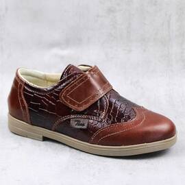 Pantofi stil Oxford , pentru copii , din piele naturala 3228-MARO/R, Culoare (12): Maro, Marime (12): 34 - - Roveli
