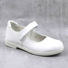 Pantofi usori , de copii , din lac sintetic , cu bareta 2072-ALB, Culoare (12): Alb, Marime (12): 30 - - Roveli