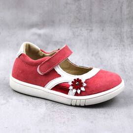 Balerini usori , pentru copii , din piele naturala   7191-ROSU/ALB, Marime (12): 26 - - Roveli