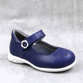 Pantofi usori , de copii , cu perforatii , din piele naturala 1862-BLEUMARIN/P, Culoare (12): Bleumarin, Marime (12): 26 - - Roveli