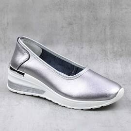 Mocasini de dama , practici si usori , din piele naturala  AW175-GREY, Culoare (12): Argintiu, Marime (12): 38 - - Roveli