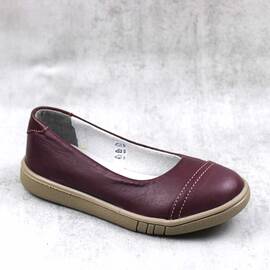 Balerini usori , din piele naturala  , pentru copii , cu talpa groasa 3221-BORDO1, Culoare (12): Bordo, Marime (12): 30 - - Roveli