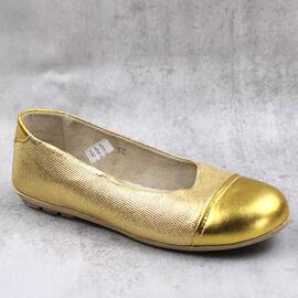 Balerini usori , din piele naturala  , pentru copii 3221-AURIU/AURIU, Culoare (12): Auriu, Marime (12): 35 - - Roveli