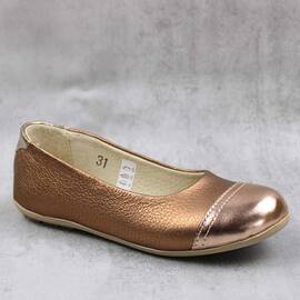 Balerini usori , din piele naturala  , pentru copii 3221-BEJ/BRONZ, Culoare (12): Bronz, Marime (12): 31 - - Roveli