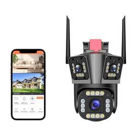 Camera de Supraveghere Tripla, 12MP, 6K, wifi, zoom x10 - - Roveli