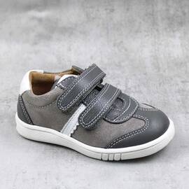 Pantofi sport , pentru copii , din piele naturala  , cu reflexe stralucitoare  1839-GRI/GRI, Culoare (12): Alb, Gri, Marime (12): 25 - - Roveli