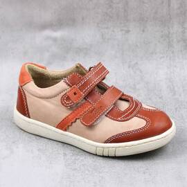 Pantofi sport , pentru copii , din piele naturala  1839-BEJ/COGNAC, Marime (12): 27 - - Roveli