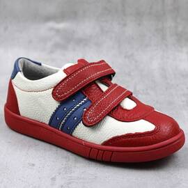 Pantofi sport pentru copii , din piele naturala 3229-ROSU/ALB/A, Culoare (12): Alb, Albastru, Rosu, Marime (12): 25 - - Roveli