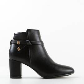 Botine dama cu toc patrat din piele ecologica Negre Cindy, Culoare (12): Negru, Marime (12): 40 - - Roveli