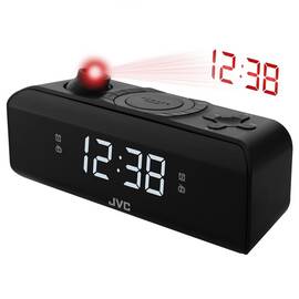Radio cu ceas si alarma JVC RA-E211B, proiectie ora, tuner digital FM/AM, setare luminozitate, negru - - Roveli