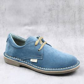Pantofi unisex , pentru copii , din piele naturala , intoarsa  853-BLEU/BLEU, Culoare (12): Bleu, Marime (12): 30 - - Roveli