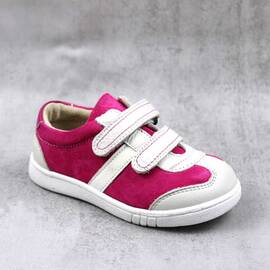 Pantofi sport , pentru copii , din piele naturala  1839-ALB/FUCSIA, Culoare (12): Alb, Fucsia, Marime (12): 24 - - Roveli