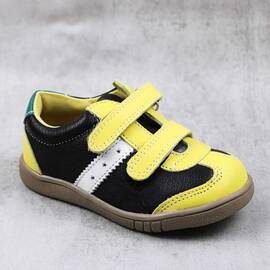 Pantofi sport , pentru copii , din piele naturala  1839-NEGRU/GALBEN/X, Marime (12): 25 - - Roveli