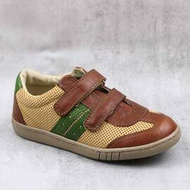 Pantofi casual  , pentru copii , din piele naturala , cu perforatii  3229-MARO/BEJ, Marime (12): 33 - - Roveli