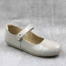Pantofi usori , de copii , din lac sintetic , cu bareta  1527-BEJ/BEJ1, Culoare (12): Bej, Marime (12): 32 - - Roveli