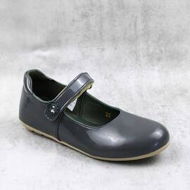 Pantofi usori , de copii , din piele naturala , lacuita , cu bareta 1527-VERDE1, Culoare (12): Gri, Verde, Marime (12): 35 - - Roveli