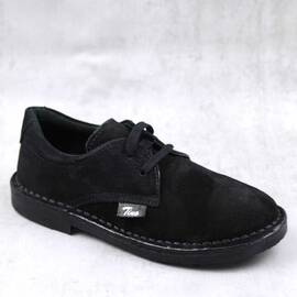 Pantofi unisex , pentru copii , din piele naturala  , intoarsa 853-NEGRU/7, Culoare (12): Negru, Marime (12): 32 - - Roveli