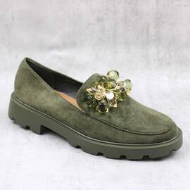 ​Mocasini  casual ,de dama , cu talpa groasa , accesorizati SS-JH321-GREEN, Culoare (12): Verde, Marime (12): 39** - - Roveli